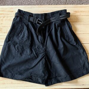 Rafaella Women's long Black Shorts with Braided Belt